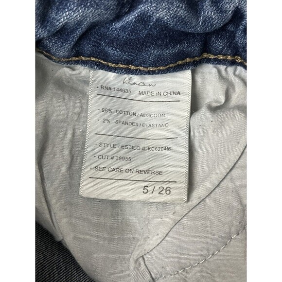 Kancan women/junior’s stretchy ripped fringe hem light wash skinny jeans 5/26 - Picture 5 of 10